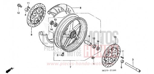 FRONT WHEEL (VTR1000SP2/3/4/5/6) VTR1000SP3 de 2003